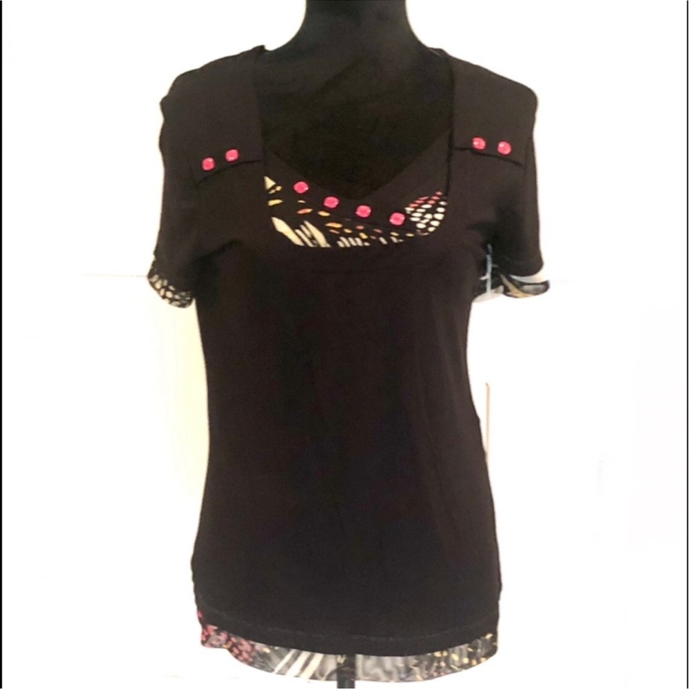 Brazil Rio Design Boutique Black and Pink Women's Top
